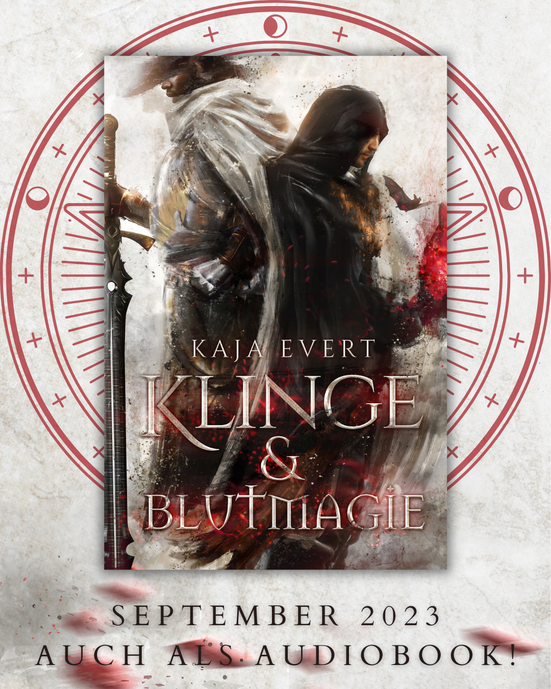 Cover von Klinge & Blutmagie mit dem Text "September 2023 ±±±±±±‘
